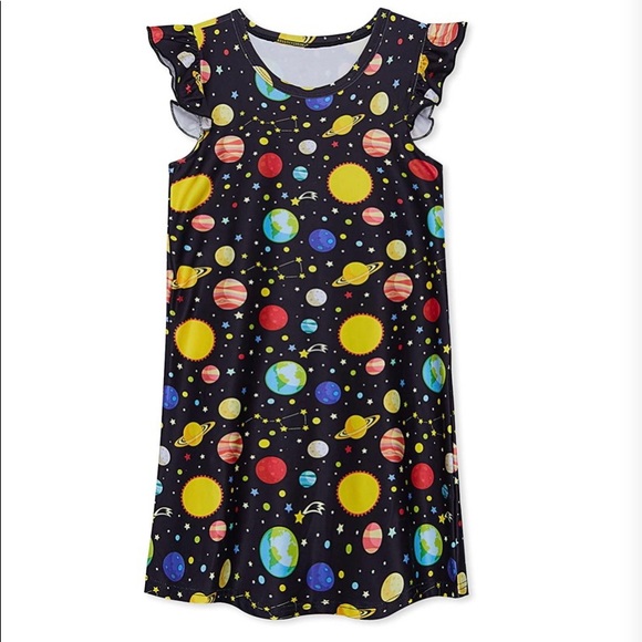 Dresses Girls Xl Nightgowns Flutter Sleeve Solar System Galaxy